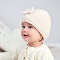 Baby Bow Decor Solid Knitted Beanie Hat Khaki image 4