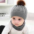 2-pack Baby Pom Pom Decor Beanie Hat & Infinity Scarf Set Grey image 4
