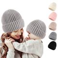 Solid Ribbed Hat for Mom and Me Grey image 1