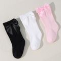 3 Pairs Baby Bow Decor Solid Crew Socks Multi-color image 2