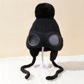 Toddler / Kid Glasses Decor Ear Protection Knitted Beanie Hat Black image 4