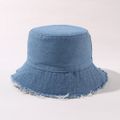 chapéu de balde de brim de borda crua bebê / criança Azul image 4