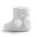 Baby / Toddler Girl Knitted Bowknot Fluff Ball Fleece-lining Prewalker Shoes White