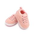 Baby / Toddler Pink Lace-up Fuzzy Fleece Prewalker Shoes Pink image 4