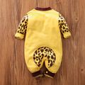 100% Cotton Giraffe Print Long-sleeve Yellow Baby Jumpsuit Orange image 2