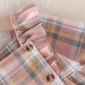 100% Cotton Plaid Print Ruffled Decor Long-sleeve Pink Baby Dress Multi-color