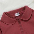 Solid Color Lapel Collar Long-sleeve Pink Baby Jacket Burgundy image 3