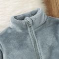 Solid Stand Collar Fleece Long-sleeve Baby Coat Jacket Light Grey image 3