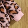 2pcs Baby Pink Leopard 3D Ears Long-sleeve Full-zip Hoodie and Mini Skirt Set Pink