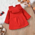 3D Ears Red Long-sleeve Hooded Pom Poms Baby Coat Outwear Red