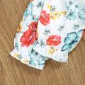 100% Cotton 2pcs Baby Girl Floral Print Ruffle Collar Long-sleeve Splicing Corduroy Faux-two Romper Set Ginger