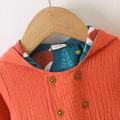 100% Cotton Baby Boy/Girl Solid Crepe Double Breasted Long-sleeve Hooded Jacket Orange