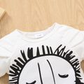 2pcs Baby Boy Cartoon Lion 3D Ears Short-sleeve T-shirt and All Over Star Print Shorts Set White