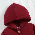Baby Boy/Girl Solid Thickened Long-sleeve Hooded Button Jumpsuit Red