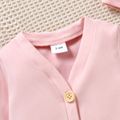3pcs Baby Boy/Girl Long-sleeve Button Down Romper with Trousers and Hat Set Pink