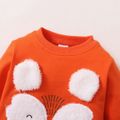 2pcs Baby Boy Cartoon Fox Pattern Orange Long-sleeve Sweatshirt and Trousers Set Orange image 3