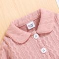 2pcs Baby Girl Long-sleeve Button Front Pink Cable Knit Top and Bow Front Skirt Set Pink
