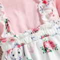 2pcs Baby Girl 95% Cotton Long-sleeve Faux-two Elephant Graphic Ruffle Trim Jumpsuit with Headband Set Pink image 5