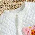 Baby Girl Animal Embroidered Quilted Long-sleeve Button Jumpsuit White image 4