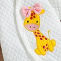 Baby Girl Animal Embroidered Quilted Long-sleeve Button Jumpsuit White image 5