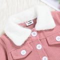 Baby Girl Butterfly Embroidered Pink Corduroy Fuzzy Collar Jacket Pink image 4