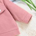 Baby Girl Butterfly Embroidered Pink Corduroy Fuzzy Collar Jacket Pink image 5