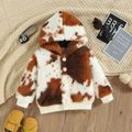 Baby Boy/Girl Cow Print Thermal Fleece Hooded Button Jacket Brown image 1