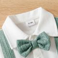 Baby Boy 95% Cotton Long-sleeve Gentleman Bow Tie Decor Solid Spliced Jumpsuit Green image 4