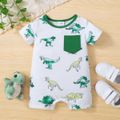 Baby Boy Allover Dinosaur Print Short-sleeve Romper White image 1