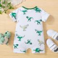 Baby Boy Allover Dinosaur Print Short-sleeve Romper White image 2