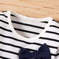 Striped Bowknot Decor Long-sleeve Baby Dress Royal Blue