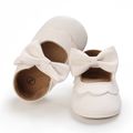 Baby / Toddler White Bowknot Decor Velcro Closure Prewalker Shoes White image 4