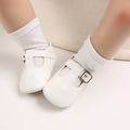 Baby / Toddler Solid Color Buckle Prewalker Shoes White