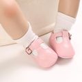 Baby / Toddler Solid Color Buckle Prewalker Shoes Pink