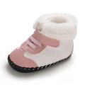 Baby / Toddler Top-stitching Detail Two Tone Winter Warm Fleece-lining Prewalker Shoes Pink