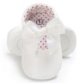 Baby / Toddler Ribbed Bow Decor Dots Lining Mary Jane Shoes White