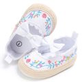 Baby / Toddler Bow Decor Floral Embroidered Prewalker Shoes White image 3