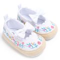 Baby / Toddler Bow Decor Floral Embroidered Prewalker Shoes White image 2