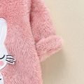 Crocodile or Bear or Bunny Applique Fleece Long-sleeve Baby Jumpsuit Pink