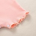 100% Cotton Solid Ribbed Sleeveless Strappy Baby Romper Light Pink image 3