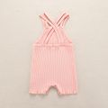 100% Cotton Solid Ribbed Sleeveless Strappy Baby Romper Light Pink image 5