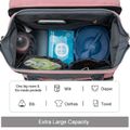 Diaper Bag Backpack Diapers Changing Pad Portable Mummy Bag Foldable Baby Bed Travel Bag with USB Pink image 3