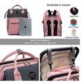 Diaper Bag Backpack Diapers Changing Pad Portable Mummy Bag Foldable Baby Bed Travel Bag with USB Pink image 5