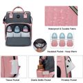 Diaper Bag Backpack Diapers Changing Pad Portable Mummy Bag Foldable Baby Bed Travel Bag with USB Pink image 4