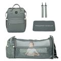 Multifunction Mommy Backpack Portable Large Capacity Diaper Bag Changing Maternity Bag Foldable Travel Bed For Mom Baby Outdoor Dark Grey image 3