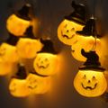 Halloween Pumpkin Smile LED String Lights Prop Orange