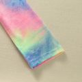 2-piece Kid Girl Ruffle-sleeve Tie-dye Print Hoodie and Tie-dye Print Pants Set Multi-color