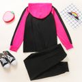 2-piece Kid Girl Letter Print Hoodie and Heart Print Pants Casual Set Hot Pink
