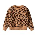 Stylish Kid Girl Leopard Print Sweater Coffee