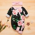 2pcs Floral Allover Long-sleeve Baby Set Black image 1